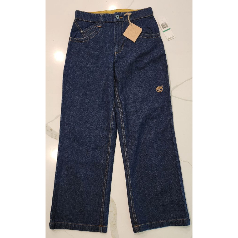 Timberland Relaxed Fit Jeans Size 8 Boys Girls Dark Wide Leg Denim Pants NWT